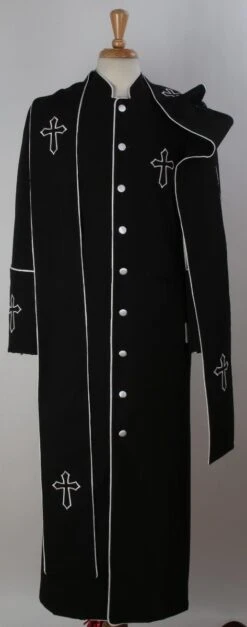 Tony Blake Men's Church Robe - Multiple Colors Available -Stylish Men's Formal Wear robe3 bk wh