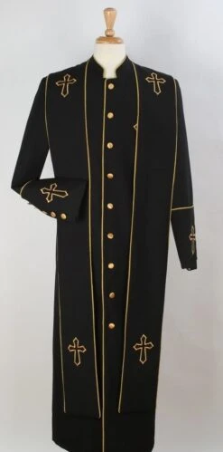 Tony Blake Men's Church Robe - Multiple Colors Available -Stylish Men's Formal Wear robe3 black gold 1 1