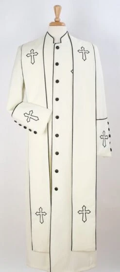 Tony Blake Men's Church Robe - Multiple Colors Available -Stylish Men's Formal Wear robe3 off white black 2