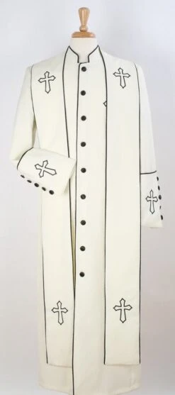 Tony Blake Men's Outlet Church Robe - Multiple Colors Available -Stylish Men's Formal Wear robe3 off white black 4 1 1