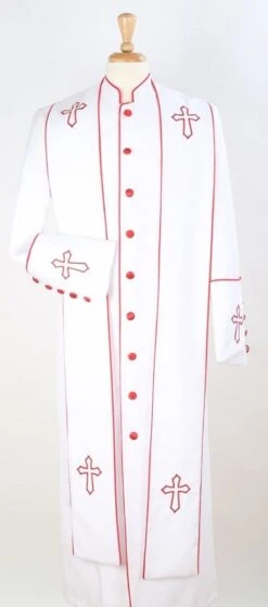 Tony Blake Men's Outlet Church Robe - Multiple Colors Available -Stylish Men's Formal Wear robe3 white red 7 1