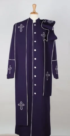 Tony Blake Men's Outlet Church Robe - Multiple Colors Available -Stylish Men's Formal Wear robe3s purple white 5 1 1