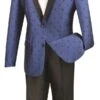 Vinci Men's 2 Piece Slim Fit Suit - Fancy Polka Dot -Stylish Men's Formal Wear s2dr 5 blue