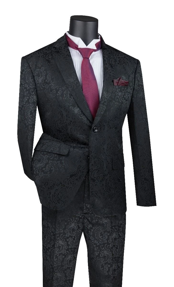Vinci Men's 2 Piece Slim Fit Suit - Stylish Accented Patterns 4 Vinci Men's 2 Piece Slim Fit Suit - Stylish Accented Patterns - Image 2
