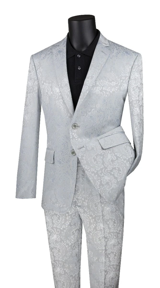 Vinci Men's 2 Piece Slim Fit Suit - Stylish Accented Patterns 5 Vinci Men's 2 Piece Slim Fit Suit - Stylish Accented Patterns - Image 3