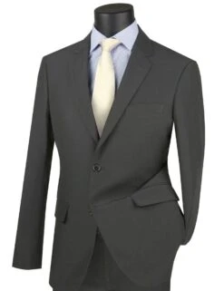 Vinci Men's 2 Piece Poplin Discount Suit - Slim Fit -Stylish Men's Formal Wear s2pp mediumgrey 1 1