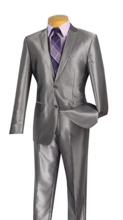Vinci Men's 2 Piece Slim Fit Suit - Fashion Sharkskin