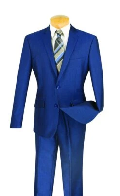 Vinci Men's 2 Piece Slim Fit Suit - Textured Weave -Stylish Men's Formal Wear s2rk 7 blue copy 1