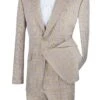 Vinci Men's 2 Piece Slim Fit Suit - Accented Windowpane -Stylish Men's Formal Wear s2rw 1 beige 1