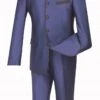 Vinci Men's 2 Piece Slim Fit Nehru Suit - Sharkskin 2 Vinci Men's 2 Piece Slim Fit Nehru Suit - Sharkskin -Stylish Men's Formal Wear s4ht 1 blue
