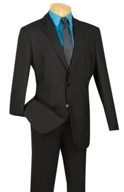 Vinci Men's 2 Piece Poplin Discount Suit - Slim Fit -Stylish Men's Formal Wear s 2pp black 2 1 3