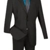 Vinci Men's 2 Piece Poplin Discount Suit - Big And Tall Sizes -Stylish Men's Formal Wear s 2pp black 2 1 4