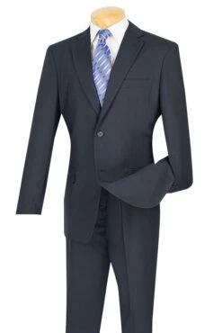 Vinci Men's 2 Piece Poplin Discount Suit - Big And Tall Sizes -Stylish Men's Formal Wear s 2pp navy 31