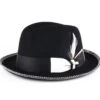 Steven Land Men's 100% Wool Fedora Hat - Accented Trim -Stylish Men's Formal Wear savblack