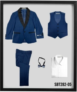 Stacy Adams Boy's 5 Piece Tuxedo In Solid Colors - Varied Bowties -Stylish Men's Formal Wear sbt282 blue