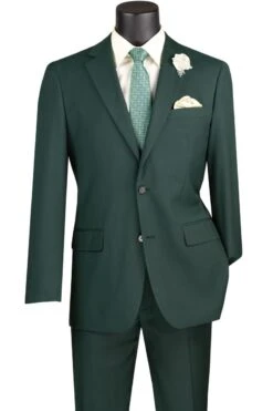 Vinci Men's 2 Button Slim Fit Suits - Simply Stylish -Stylish Men's Formal Wear sc900 12 hunter green