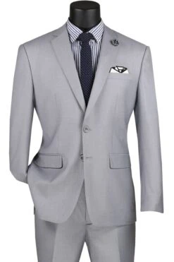 Vinci Men's 2 Button Slim Fit Suits - Simply Stylish -Stylish Men's Formal Wear sc900 12 light gray