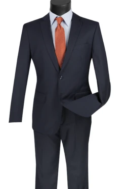 Vinci Men's 2 Button Slim Fit Suits - Simply Stylish -Stylish Men's Formal Wear sc900 12 navy