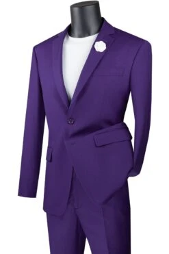 Vinci Men's 2 Button Slim Fit Suits - Simply Stylish -Stylish Men's Formal Wear sc900 12 purple
