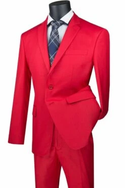 Vinci Men's 2 Button Slim Fit Suits - Simply Stylish -Stylish Men's Formal Wear sc900 12 red