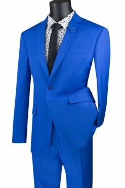 Vinci Men's 2 Button Slim Fit Suits - Simply Stylish -Stylish Men's Formal Wear sc900 12 royal