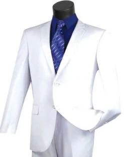 Vinci Men's 2 Button Slim Fit Suits - Simply Stylish -Stylish Men's Formal Wear sc900 12 white 2