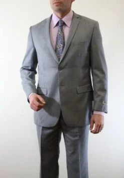 Tazio Men's 2 Piece Slim Fit Suit - Modern Cut Silky Sharkskin -Stylish Men's Formal Wear shark grey