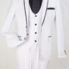 Royal Diamond Men's 3 Piece Slim Fit Fashion Suit - Black Piping -Stylish Men's Formal Wear sl100