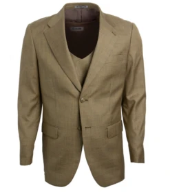 Stacy Adams Men's 3 Piece Executive Slim Suit - Textured Solid -Stylish Men's Formal Wear sm324h 05 oatmeal