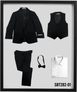 Stacy Adams Boy's 5 Piece Tuxedo In Solid Colors - Varied Bowties -Stylish Men's Formal Wear smt282 black
