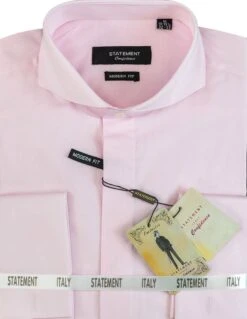 Statement Men's Long Sleeve 100% Cotton Shirt - Spread Collar -Stylish Men's Formal Wear sp 100 pink