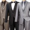 Vinci Men's Sharkskin Slim Fit Suit - Trimmed Shawl Lapel 2 Vinci Men's Sharkskin Slim Fit Suit - Trimmed Shawl Lapel -Stylish Men's Formal Wear ssh1