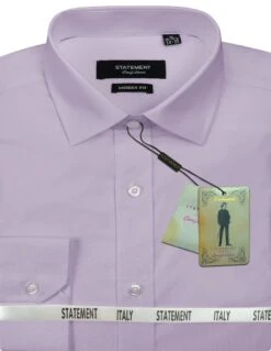 Statement Men's Long Sleeve 100% Cotton Shirt - Modern Fit -Stylish Men's Formal Wear sta 100 lavender