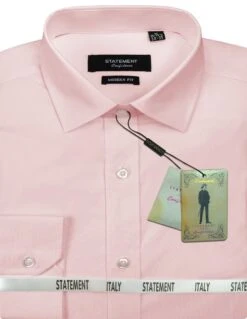 Statement Men's Long Sleeve 100% Cotton Shirt - Modern Fit -Stylish Men's Formal Wear sta 100 pink