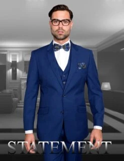 Statement Men's 100% Wool 3 Piece Suit - Tailored Fit 25 Statement Men's 100% Wool 3 Piece Suit - Tailored Fit -Stylish Men's Formal Wear stzv 100 sapphire