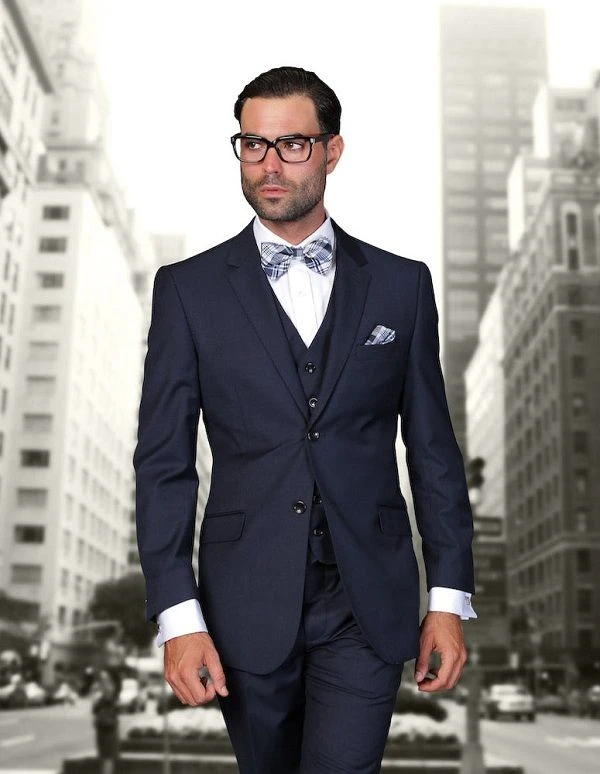 Statement Men's 100% Wool 3 Piece Suit - Solid Colors 5 Statement Men's 100% Wool 3 Piece Suit - Solid Colors - Image 3