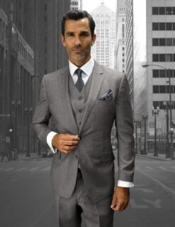 Statement Men's 100% Wool 3 Piece Suit - Light Plaid