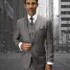 Statement Men's Big And Tall 3 Piece Suit - Light Plaid 1 Statement Men's Big And Tall 3 Piece Suit - Light Plaid -Stylish Men's Formal Wear stzv 302 grey 25
