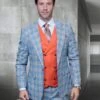 Statement Men's 100% Wool 3 Piece Suit - Unique Color Design 2 Statement Men's 100% Wool 3 Piece Suit - Unique Color Design -Stylish Men's Formal Wear sunset blue