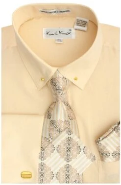 Karl Knox Men's French Cuff Shirt Set - Sharp Collar Bar