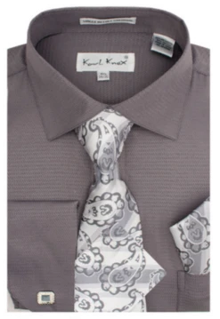 Karl Knox Men's French Cuff Shirt Set - Hollow Jacquard