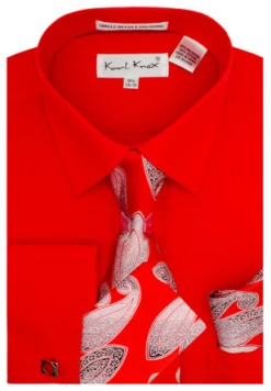 Karl Knox Men's French Cuff Shirt Set - Gradient Jacquard