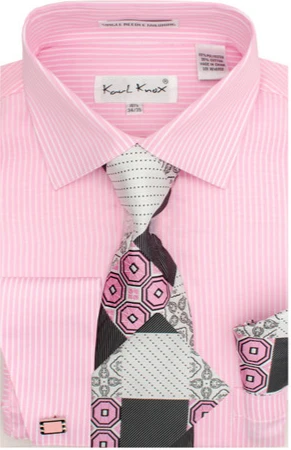 Karl Knox Men's French Cuff Shirt Set - Triple Pattern Checker 4 Karl Knox Men's French Cuff Shirt Set - Triple Pattern Checker - Image 2