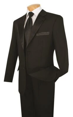 Vinci Men's 2 Piece Poplin Tuxedo - Satin Trim And Buttons 8 Vinci Men's 2 Piece Poplin Tuxedo - Satin Trim And Buttons -Stylish Men's Formal Wear t 2pp black