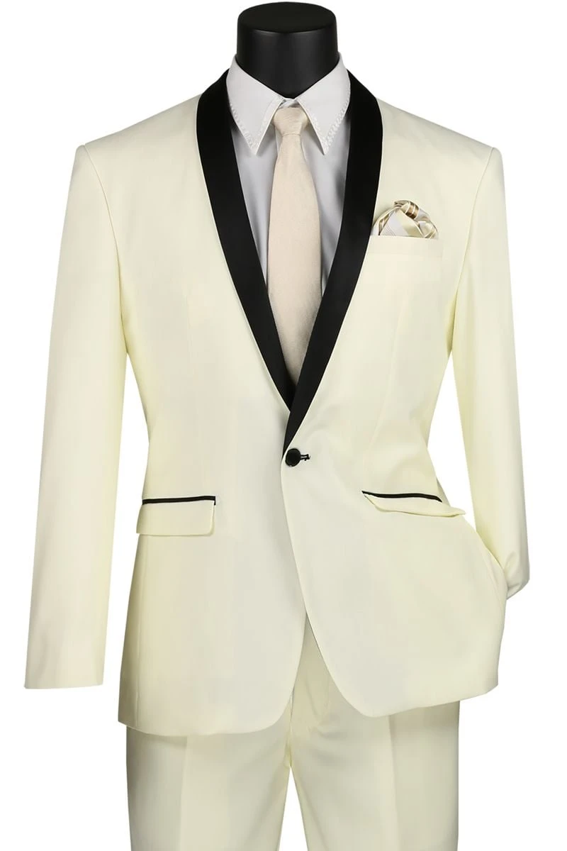 Vinci Men's 2 Piece Wool Feel Slim Fit Tuxedo - Shawl Collar 7 Vinci Men's 2 Piece Wool Feel Slim Fit Tuxedo - Shawl Collar - Image 5