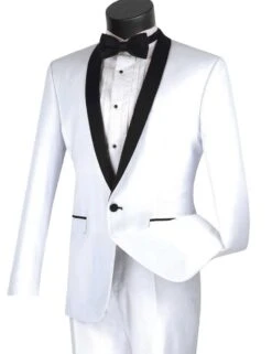 Vinci Men's 2 Piece Wool Feel Slim Fit Tuxedo - Shawl Collar 15 Vinci Men's 2 Piece Wool Feel Slim Fit Tuxedo - Shawl Collar -Stylish Men's Formal Wear t ss white