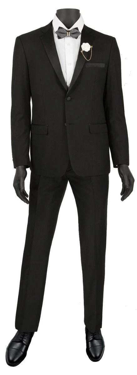 Vinci Men's 2 Piece Wool Feel Slim Fit Tuxedo - Flat Front Pant 4 Vinci Men's 2 Piece Wool Feel Slim Fit Tuxedo - Flat Front Pant - Image 2