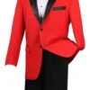 Vinci Men's 2 Piece 100% Poplin Discount Tuxedo - Fancy Lapel -Stylish Men's Formal Wear t2ff red