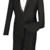Vinci Men's 2 Piece Wool Feel Slim Fit Tuxedo - Shawl Collar -Stylish Men's Formal Wear t ss black