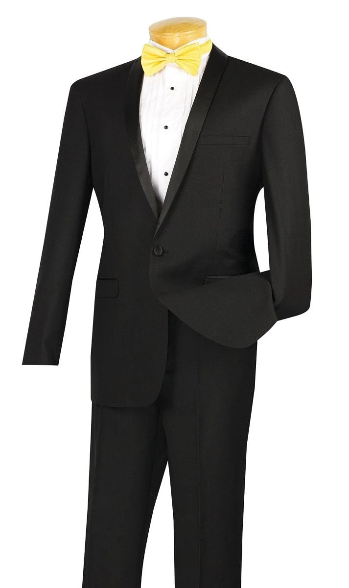 Vinci Men's 2 Piece Wool Feel Slim Fit Tuxedo - Shawl Collar 3 Vinci Men's 2 Piece Wool Feel Slim Fit Tuxedo - Shawl Collar